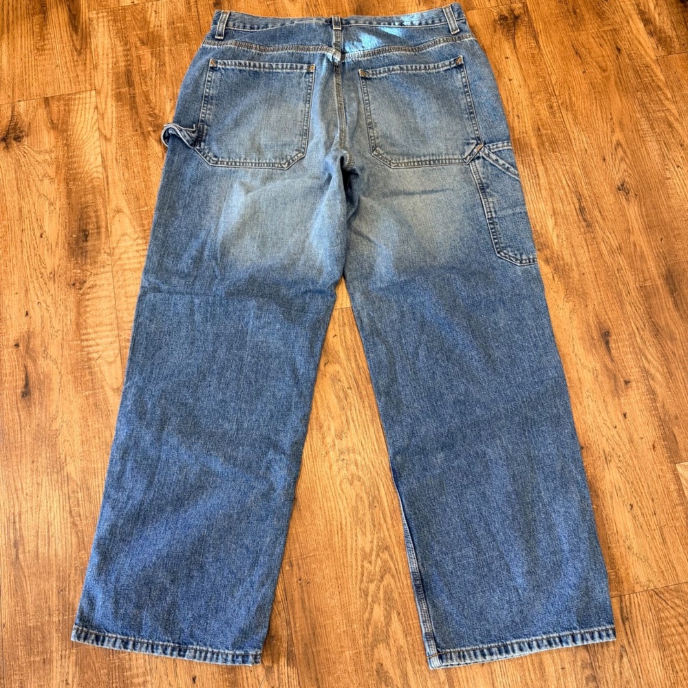 Calvin Klein Jeans Mens 32x30 Worker Carpenter Pants Blue Denim Wide Leg Vintage - Picture 10 of 13